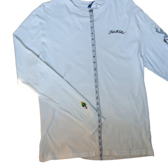 H&M Buggs Bunny White Long Sleeve Shirt with Characters on Sleeves  Women Size M - Picture 11 of 11
